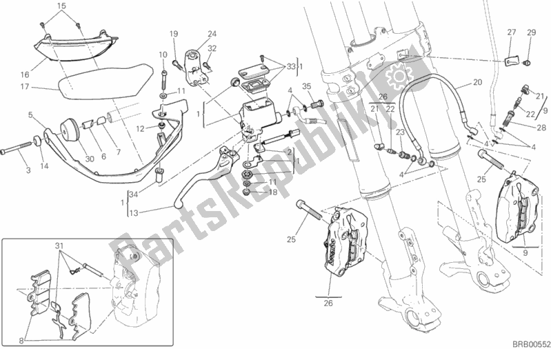 Todas as partes de Sistema De Freio Dianteiro do Ducati Multistrada 950 SW 2018